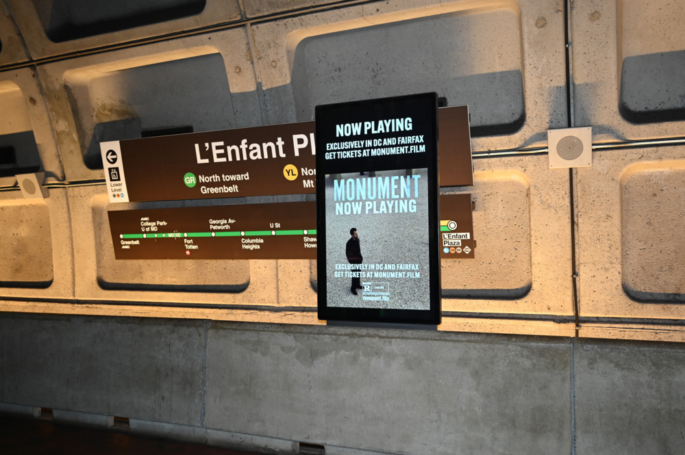 Monument LIVEBOARD — Now Playing creative at L'Enfant Plaza